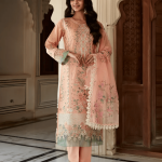 3 PIECES - Embroidered Shirt with trouser & Printed dupatta