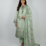 3 PIECES - Embroidered shirt with trouser & printed dupatta
