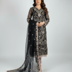 3 PIECES - Organza embroidered shirt with printed raw silk, along with embroidered dupatta and trouser