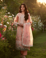 3 PIECES - Embroidered Shirt with trouser & Printed dupatta - Image 2