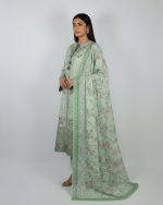 3 PIECES - Embroidered shirt with trouser & printed dupatta - Image 2