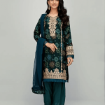 3 PIECES - Printed Embroidered Shirt with trouser & dupatta