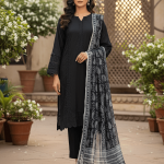 3 PIECES - Shirt with Trouser & Printed Dupatta