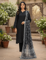 3 PIECES - Shirt with Trouser & Printed Dupatta