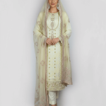 3 PIECES - Embroidered Chiffon shirt with trouser & Chiffon embroidered dupatta
