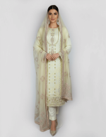 3 PIECES - Embroidered Chiffon shirt with trouser & Chiffon embroidered dupatta