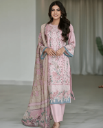 3 PIECES - Embroidered shirt with Shalwar & printed dupatta