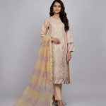 3 PIECES - Embroidered shirt with trouser & printed embroidered dupatta