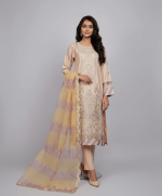 3 PIECES - Embroidered shirt with trouser & printed embroidered dupatta