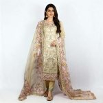 3 PIECES - Embroidered Shirt With trouser & embroidered n printed dupatta