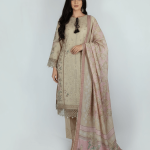 3 PIECES - Embroidered Shirt with trouser & Printed Dupatta