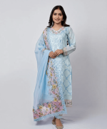 3 PIECES - Embroidered Shirt with trouser & Printed embroidered Dupatta