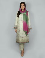 3 PIECES - Embroidered Shirt with trouser & Chiffon Dupatta