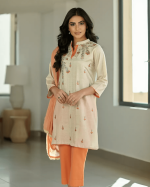 3 PIECES - Embroidered Shirt with Gota Hand work along with trouser & chiffon Dupatta