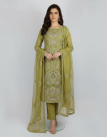 3 PIECES - Embroidered Shirt with Trouser & Dupatta