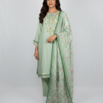 3 PIECES - Hand Emb Shirt with Farshi Shalwar & Printed Munarch Dupatta