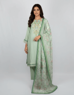 3 PIECES - Hand Emb Shirt with Farshi Shalwar & Printed Munarch Dupatta