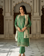 3 PIECES - Embroidered Shirt with Trouser & Printed Dupatta