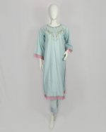 2 PIECES - Hand Embroidered Shirt with Trouser - Image 2