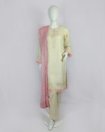 3 PIECES - Hand Embroidered Shirt with Trouser & Dupatta - Image 2