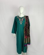 2 PIECES - Hand Embroidered Shirt with Printed Dupatta - Image 2