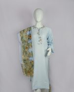 2 PIECES - Hand Embroidered Shirt with Printed Dupatta - Image 2