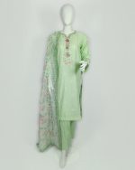 3 PIECES - Hand Embroidered Shirt with Trouser & Printed Dupatta - Image 2