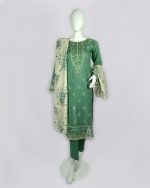 3 PIECES - Embroidered Shirt with Trouser & Printed Dupatta - Image 2