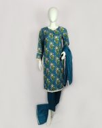 3 PIECES - Printed Shirt with trouser & Dupatta - Image 2