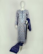 3 PIECES - Printed Embroidered Shirt with trouser & printed dupatta - Image 2