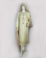 3 PIECES - Embroidered Chiffon shirt with trouser & Chiffon embroidered dupatta - Image 2