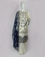 3 PIECES - Embroidered shirt with gharara pant with embroidered dupatta - Image 2