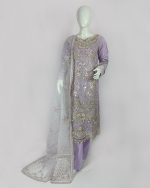3 PIECES - Embroidered shirt with trouser & embrodered dupatta - Image 2