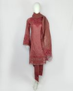 3 PIECES -  Embroidered Shirt with Trouser & embroidered dupatta - Image 2