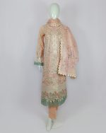 3 PIECES - Embroidered Shirt with trouser & Printed dupatta - Image 3