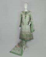 3 PIECES - Embroidered shirt with trouser & printed dupatta - Image 3