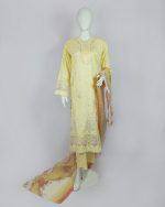 3 PIECES - Embroidered Shirt with trouser & printed dupatta - Image 2