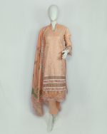 3 PIECES - Embroidered Shirt with trouser & Printed Dupatta - Image 2