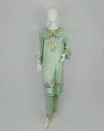 2 PIECES - Embroidered Shirt with Embroidered Trouser - Image 2