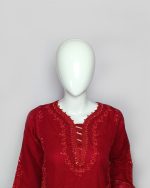 3 PIECES - Hand Emb shirt with trouser & Chiffon Emb dupatta - Image 3