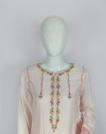3 PIECES - Hand Embroidered Shirt with Trouser & Dupatta - Image 3