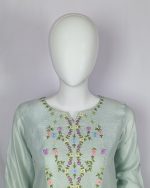 3 PIECES - Hand Embroidered Shirt with Trouser & Printed Dupatta - Image 3