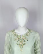 3 PIECES - Hand Embroidered Shirt with Trouser & Printed Dupatta - Image 3