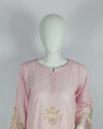 3 PIECES - Hand Embroidered Shirt with Trouser & Printed Dupatta - Image 3