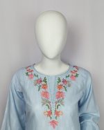 2 PIECES - Hand Embroidered Shirt with Printed Dupatta - Image 3