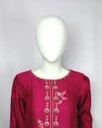 2 PIECES - Hand Embroidered Shirt with Printed Dupatta - Image 3