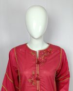 2 PIECES - Hand Embroidered Shirt with Printed Dupatta - Image 3