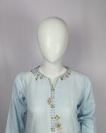2 PIECES - Hand Embroidered Shirt with Printed Dupatta - Image 3