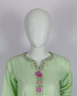 3 PIECES - Hand Embroidered Shirt with Trouser & Printed Dupatta - Image 3