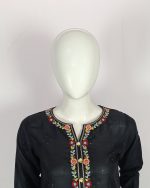 3 PIECES - Hand Embroidered Shirt with Trouser & Printed Dupatta - Image 3